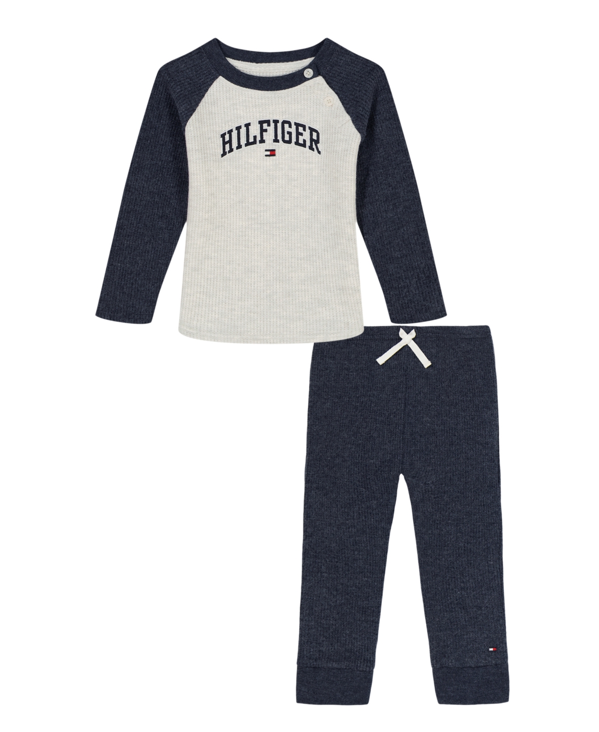 Tommy Hilfiger Baby Boys 2-piece Crewneck Top And Thermal Joggers Set In Multi