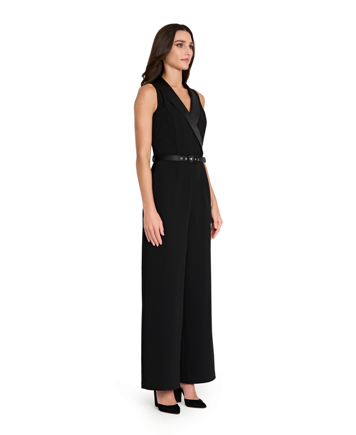 Tahari Asl Women's Halter Sleeveless Tuxedo Jumpsuit