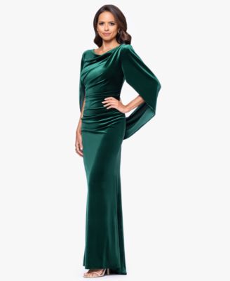 Women's Velvet Draped Back Long Dress