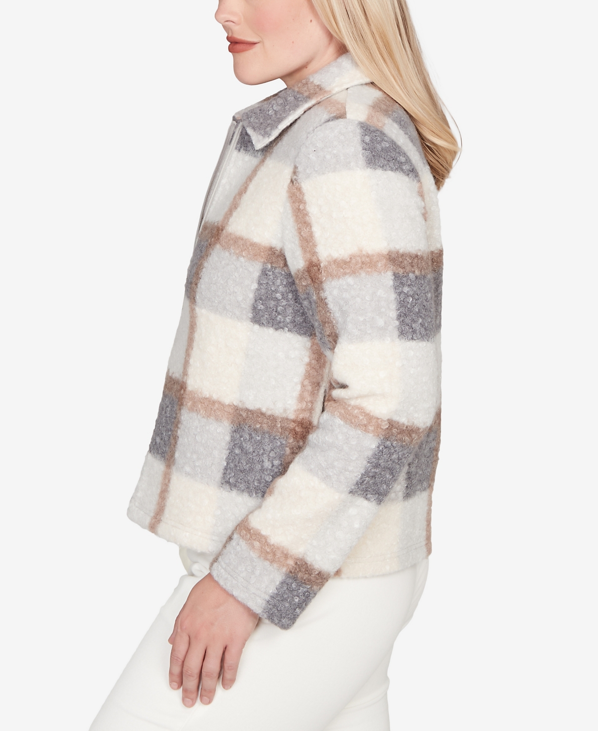 Alfred Dunner Petite Vienna Plaid Boucle Long-Sleeve Jacket