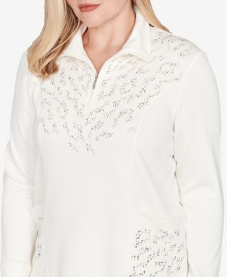 Women's Petite Vienna Metallic Studded Animal Pattern Top