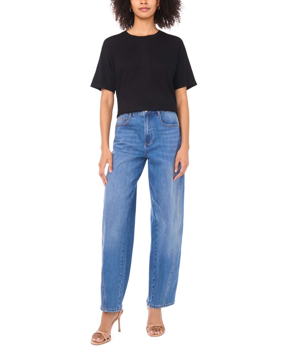 Vince Camuto Crewneck Knit Top In Black