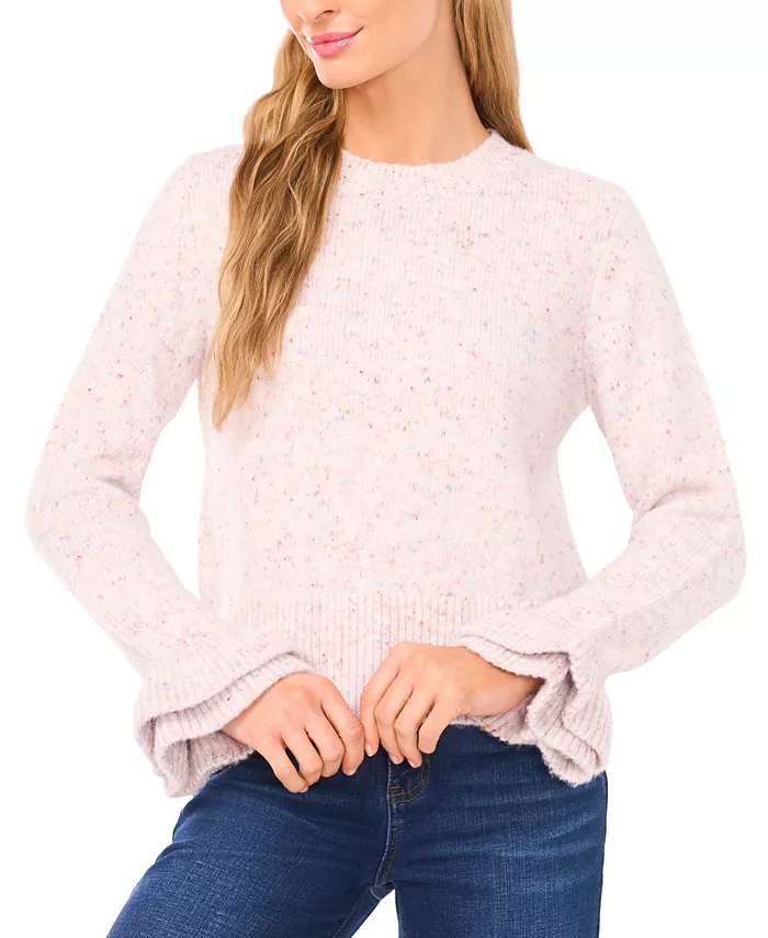 Women's Crewneck Ruffle Cuff Sweater - thumbnail 4
