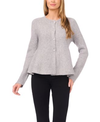 CeCe - Women's Crewneck Peplum Cardigan