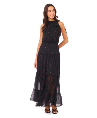 Women's Halter Tie Neck Tiered Maxi Dress
