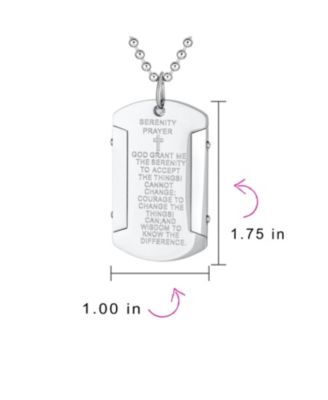Inspirational Mantra Military Style Serenity Prayer Dog Tag Necklace