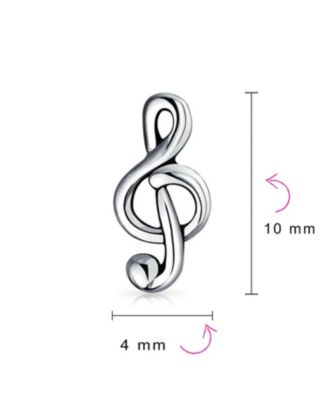 Musician Treble Music Note Stud Earrings and Pendant Necklace Silver Jewelry Set