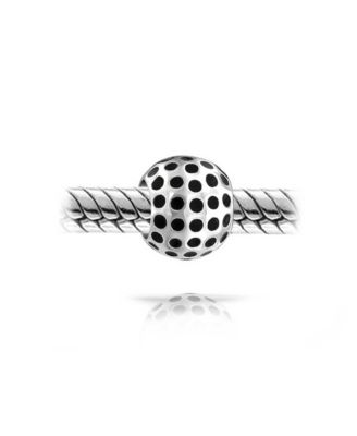 Set of 2 Golf Ball Golf Bag Clubs Charm Bead Sterling Silver for European Bracelet