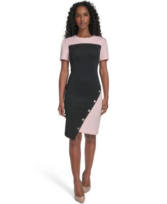 Women's Color-Blocked Asymmetric Scuba Dress