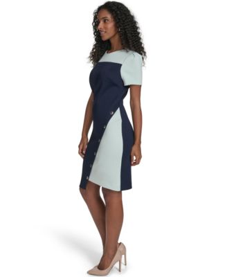 Women's Colorblocked Asymmetrical-Hem Sheath Dress