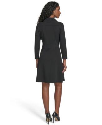 Women's Zip-Front Fit and Flare Dress