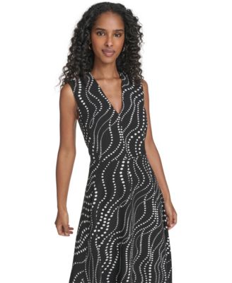 Women's Sleeveless Midi Fit and Flare Dress