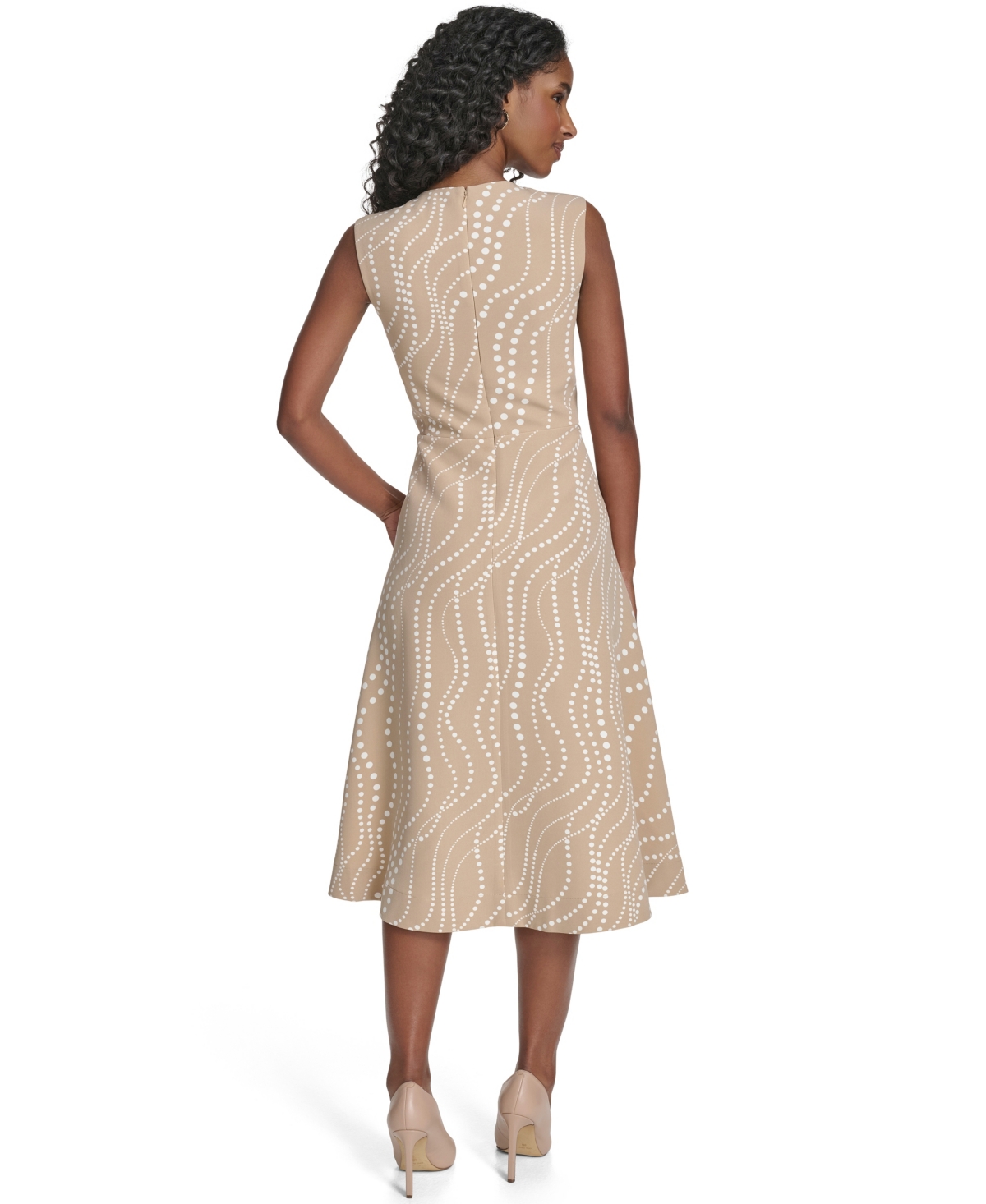 Tommy Hilfiger Women's Sleeveless Midi Fit And Flare Dress In Sand