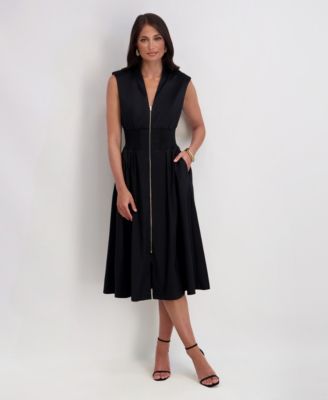 kensie - Women's Taffeta V-Neck Midi Dress