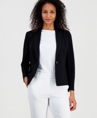 Compression One-Button Long-Sleeve Jacket, Regular & Petite