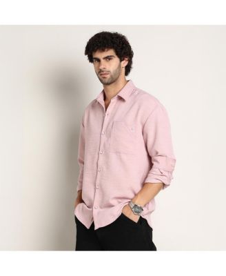 Men's Rose Pink Modular Solid Oversized Shirt