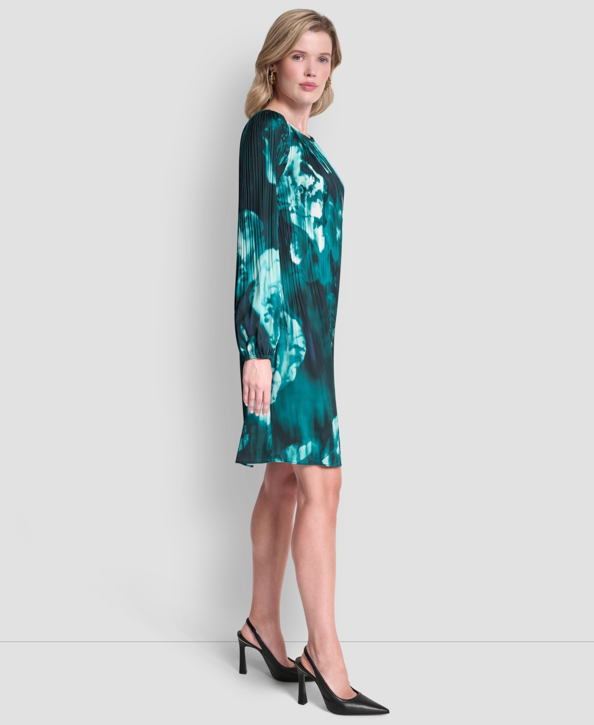 Dkny Women's Long Sleeve Release Pleat Shift Dress