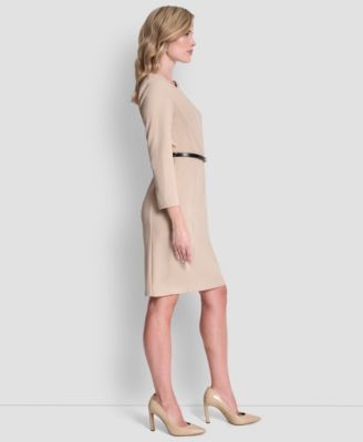 Women's 3/4 Sleeve Asymmetric Neck Sheath Dress