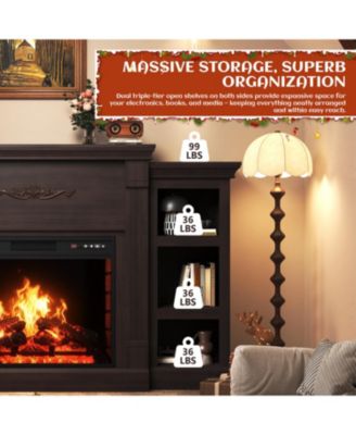 70" TV Stand with 28" Fireplace - 99lb Top, Remote, 4 Flame, 5000 BTU Heat, Timer & Safety