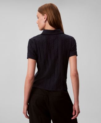 Women's Monogram Logo Jacquard Polo Top