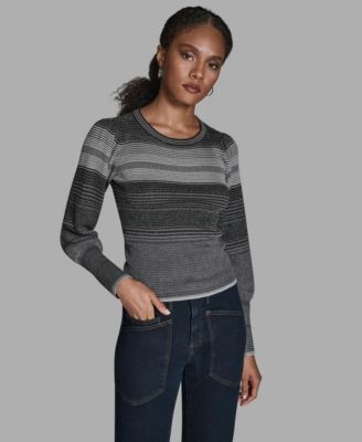 BCBG - Women's Wide Cuff Balloon-Sleeve Crewneck Sweater