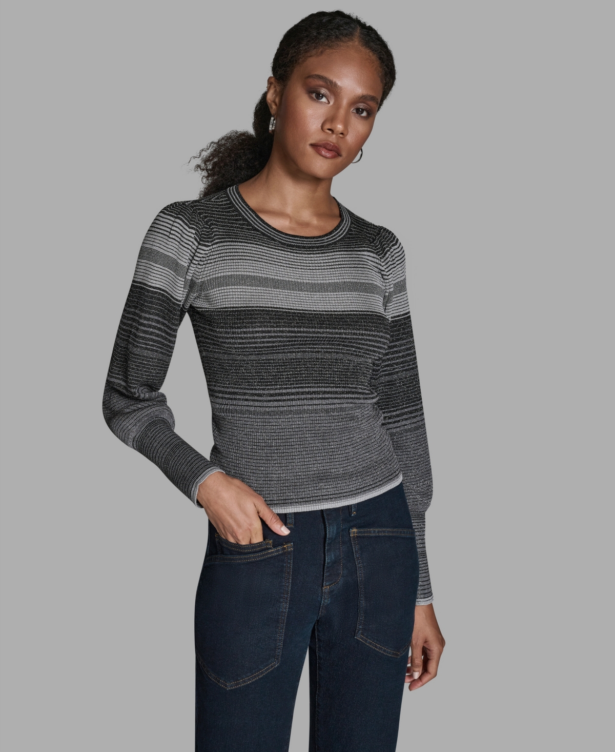Bcbg Women's Wide Cuff Balloon-Sleeve Crewneck Sweater