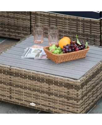 7pc Sectional Wicker Patio Furniture, Stripe,
