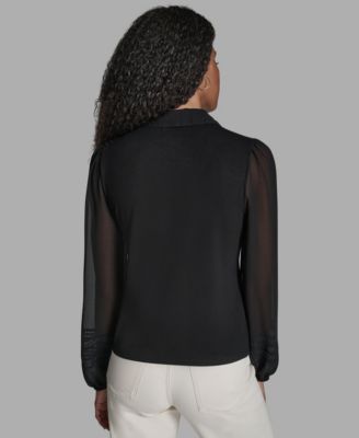 Women's Long-Sleeve Collared Neck Top
