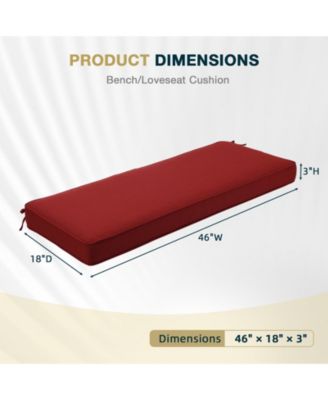 Patio Bench Cushion Outdoor Olefin Fabric Slipcover Sponge Foam 46.5” x 17.7” x 3”- Red
