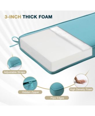 Patio Bench Cushion Outdoor Olefin Fabric Slipcover Sponge Foam 46.5” x 17.7” x 3” - Green