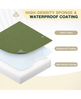 Patio Bench Cushion Outdoor Olefin Fabric Slipcover Sponge Foam 46.5” x 17.7” x 3” - Green
