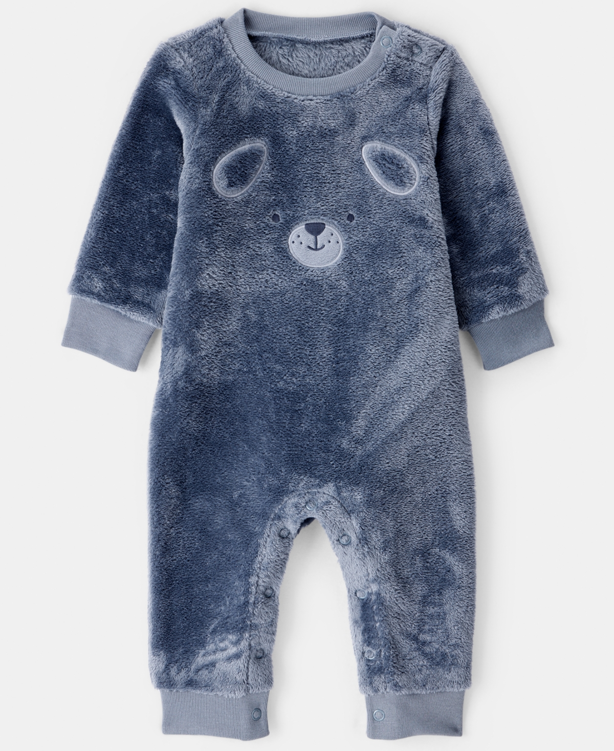 Carter's Baby Boys Dog Velour Long-sleeve Snug Fit Jumpsuit In Blue