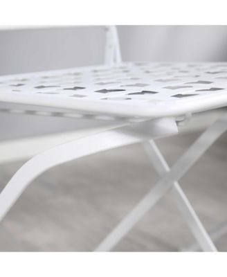 3 Piece Outdoor Patio Dining Bistro Set, 2 Folding Chairs, American Flag Stone Mosaic, Folding Center Table for Garden, Poolside, Porch