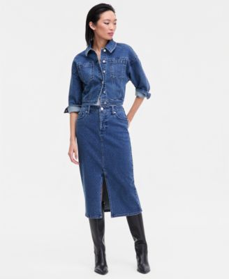 Women's Studded Denim Cotton Trucker Jacket, Macy's Exclusive