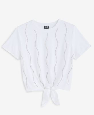 Women's Embellished Tie-Front Tee, Macy's Exclusive