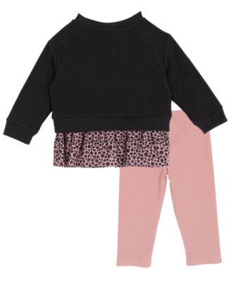Baby Girls' Heart Printed Sweatshirt and Leggings, 2-Piece Set