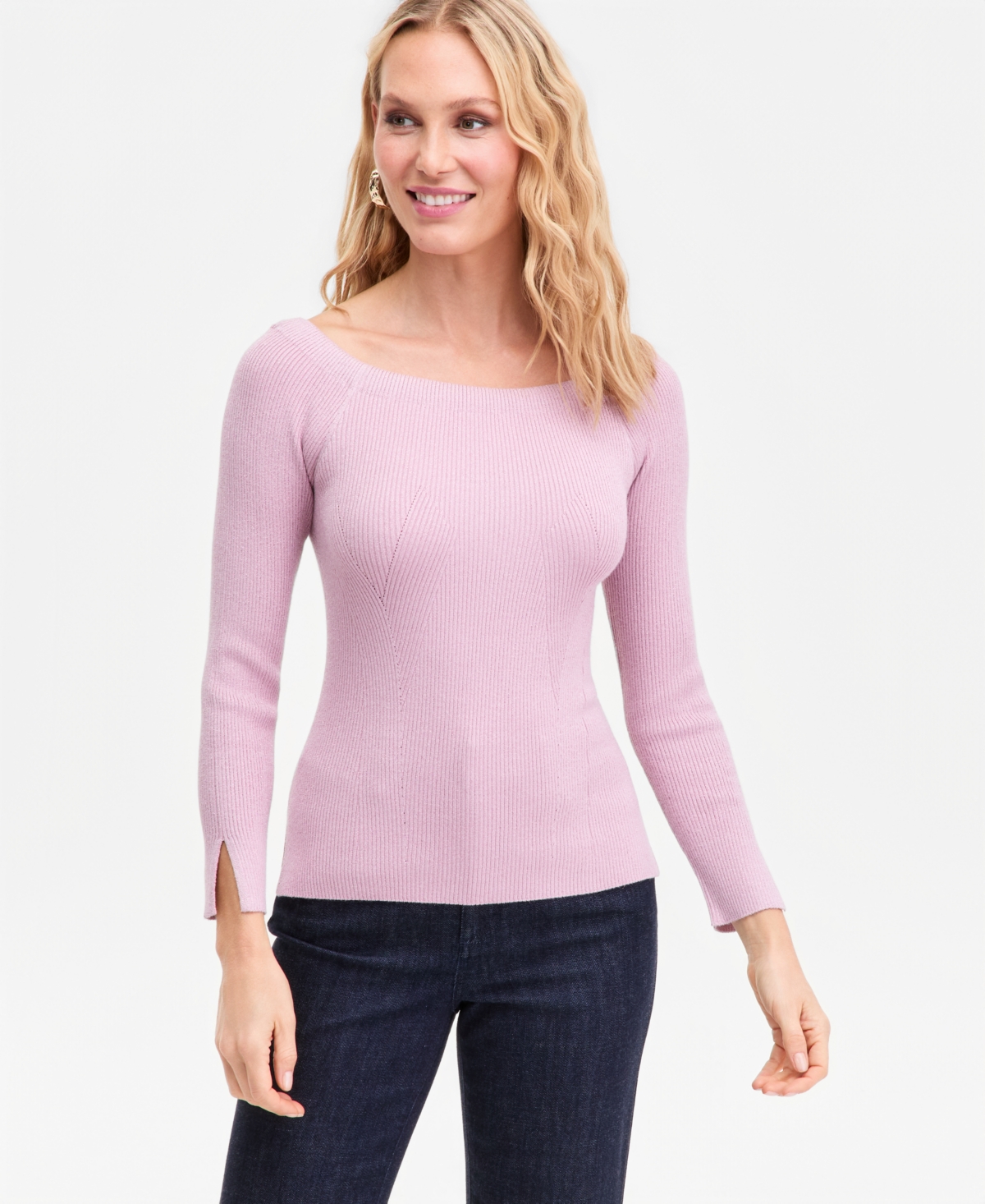 I.n.c. International Concepts Women's Shimmer-Knit Wide-Neck Sweater, Macy's Exclusive