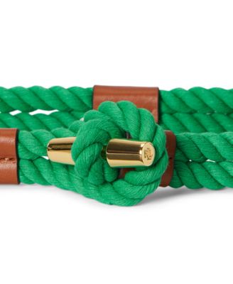 Women's Leather Trim Rope Toggle Skinny Belt