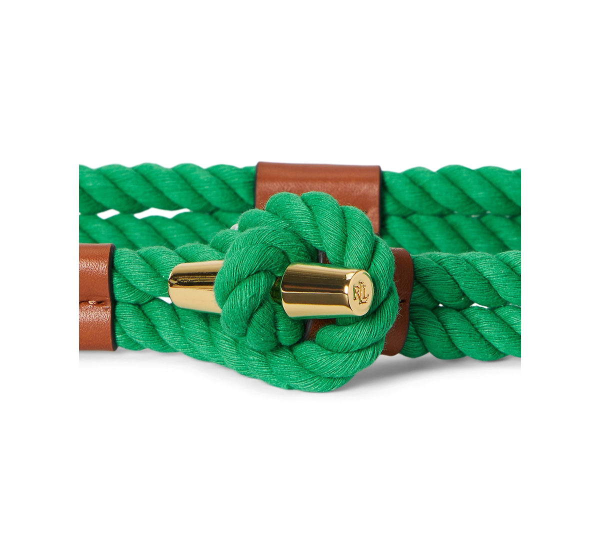 Lauren Ralph Women's Leather Trim Rope Toggle Skinny Belt
