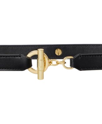 Women's Leather Toggle Skinny Belt