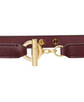 Women's Leather Toggle Skinny Belt