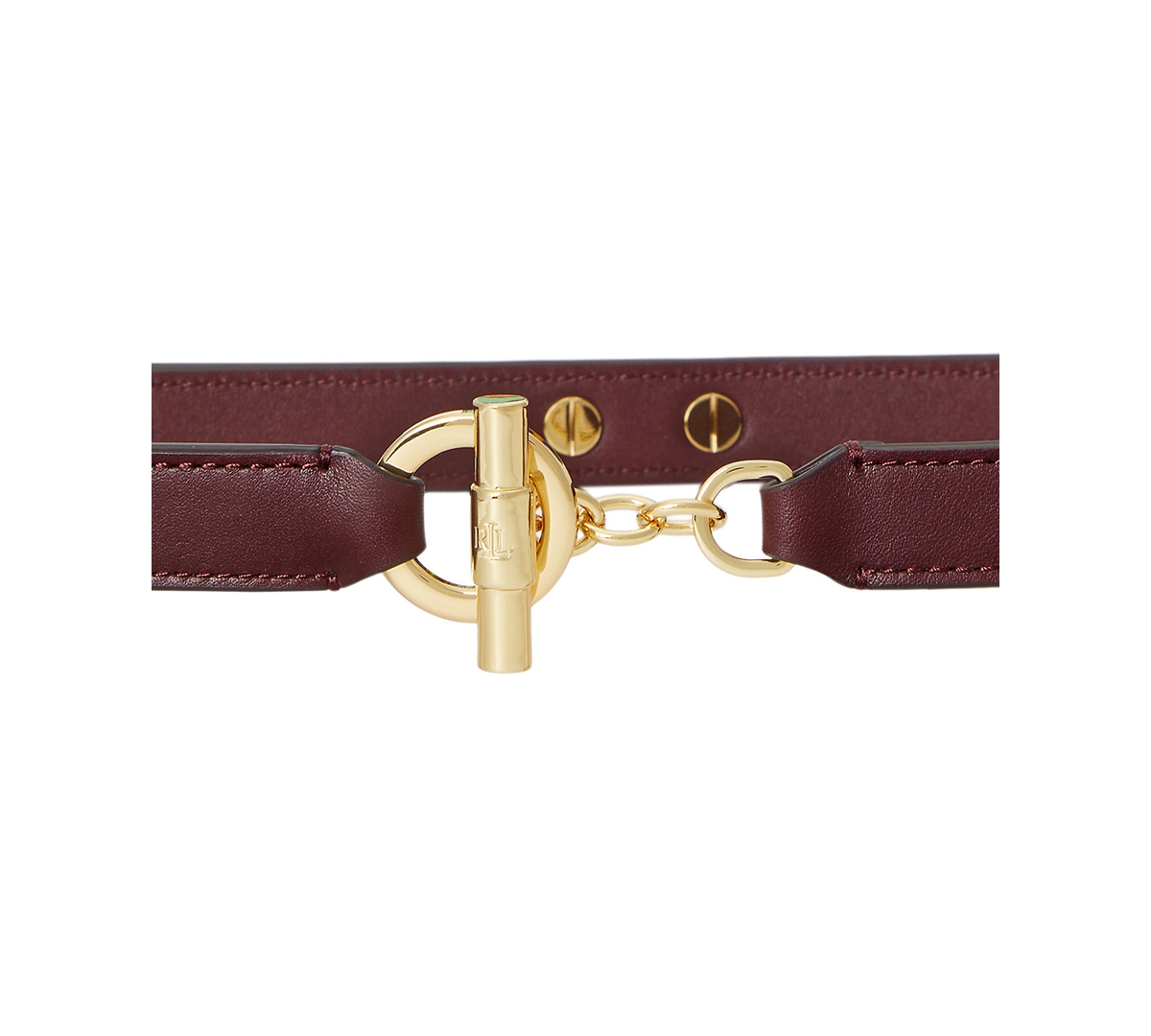 Ralph Lauren Women's Leather Toggle Skinny Belt In Burgundy