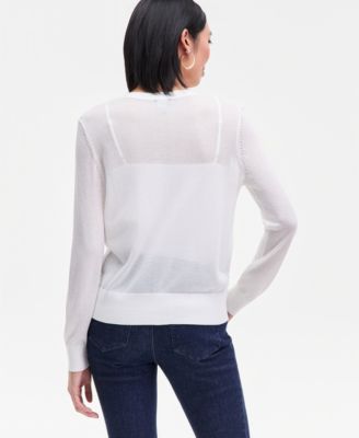 Women's Lightweight Metallic-Knit V-Neck Cardigan, Macy's Exclusive 