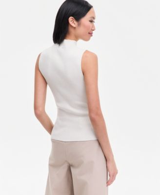 Women's Sleeveless Metallic Knit Mock-Neck Sweater, Macy's Exclusive