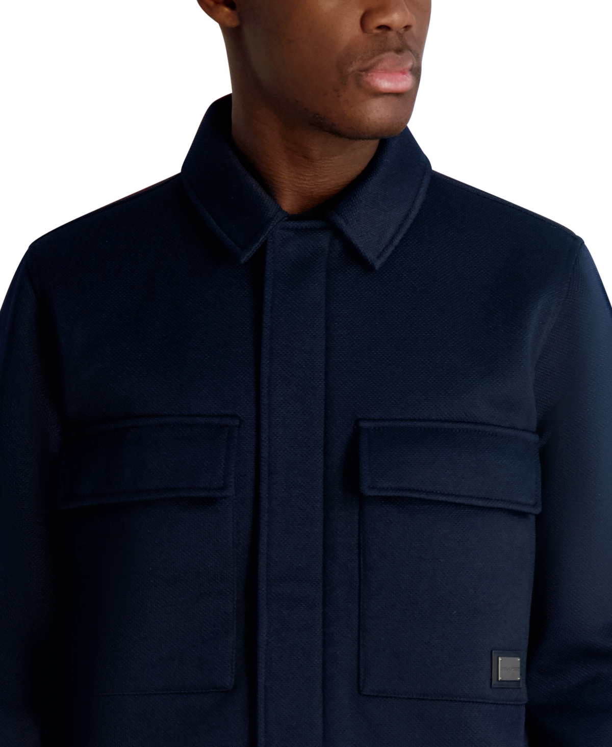 Karl Lagerfeld Paris Men's Twill Collared Shirt Jacket