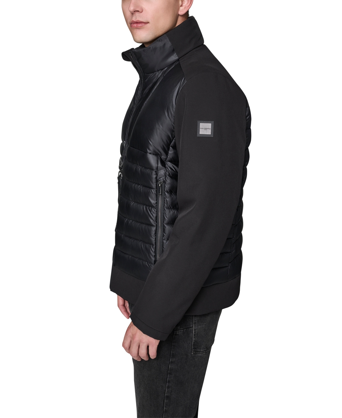 Karl Lagerfeld Paris Men's Mixed Media Quilted Jacket