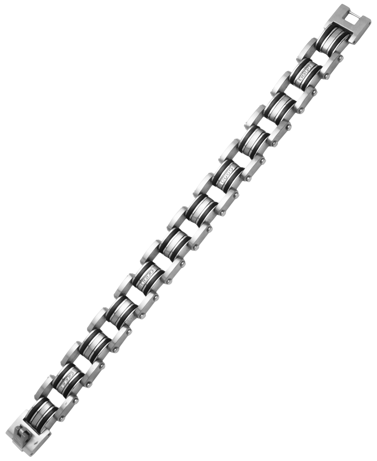 Macy's Cubic Zirconia and Black Plated Bracelet in Stainless Steel