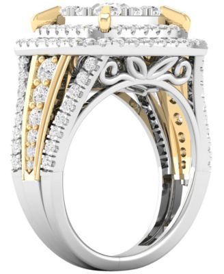 Diamond Triple Halo Ring (1-3/4 ct. t.w.) in 14k White and Yellow Gold