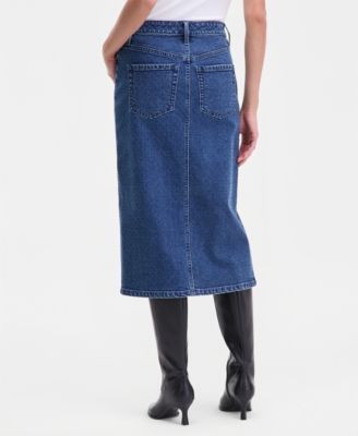 Women's Studded Denim Cotton Midi Skirt, Macy's Exclusive