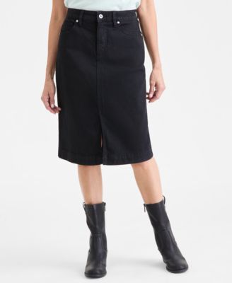 Women's Denim Slit Midi Skirt